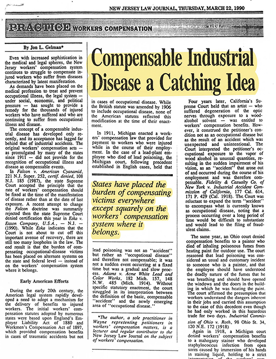 Industrial Disease: The Quest for Recognition--The Need for Adequate Benefits